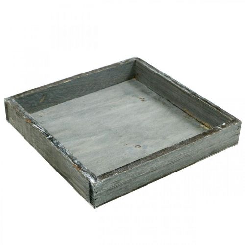 Floristik24 Tray wood square grey, white washed decorative tray 19×19cm