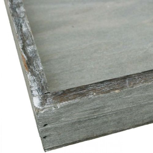 Product Tray wood square grey, white washed decorative tray 19×19cm