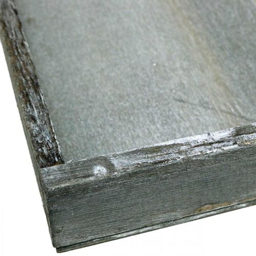 Product Tray wood square grey, white table decoration shabby chic 24.5×24.5cm