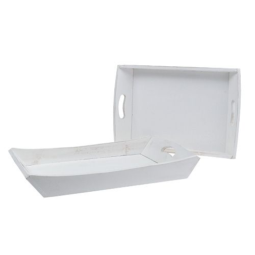 Floristik24 Wooden tray 2-set 42x28 / 35,5x24cm white