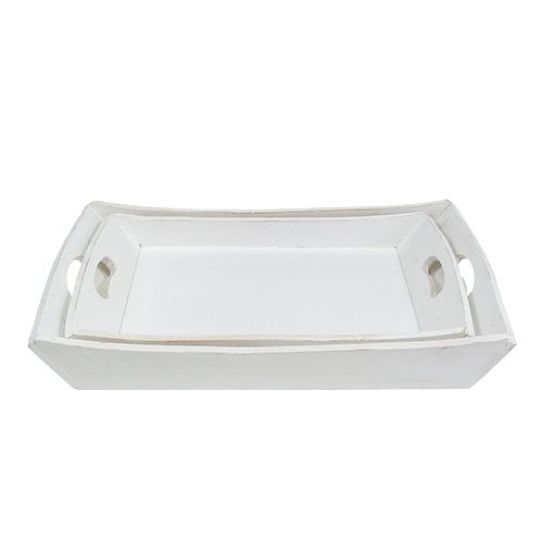Floristik24 Wooden tray 2-set 42x28 / 35,5x24cm white