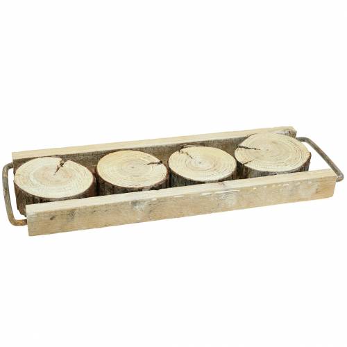 Floristik24 Decorative tray wood with tree slices 34cm x 12cm H3cm