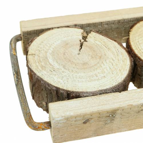 Product Decorative tray wood with tree slices 34cm x 12cm H3cm