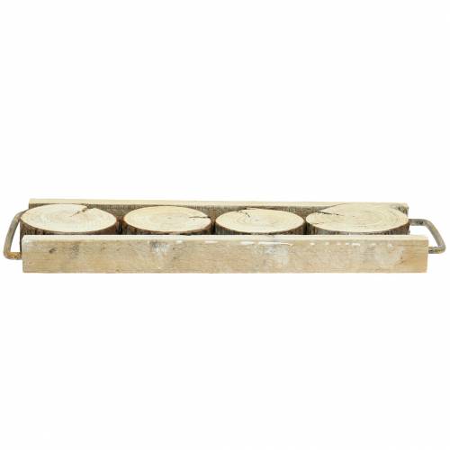 Floristik24 Decorative tray wood with tree slices 34cm x 12cm H3cm