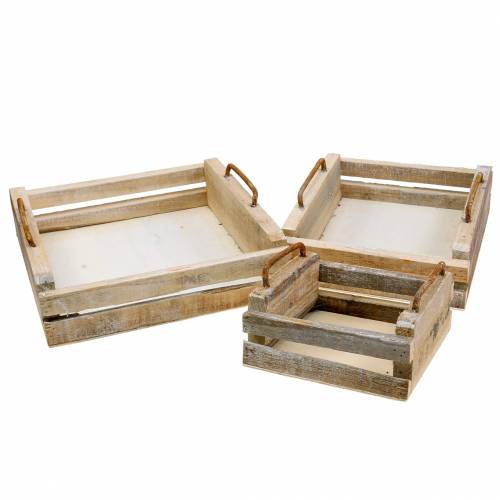 Floristik24 Wooden tray with handles square 30×30/24×24/18×18cm set of 3