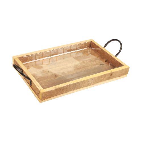 Wooden tray with handles decorative tray natural black 35×22.5cm