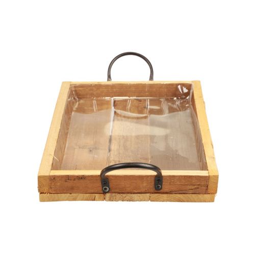 Product Wooden tray with handles decorative tray natural black 35×22.5cm