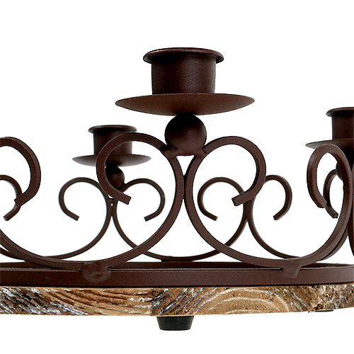 Product Wooden tray with candle holder Ø28cm brown