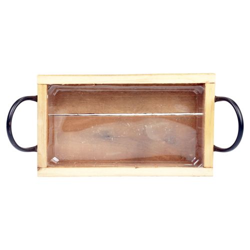 Floristik24 Wooden tray with handles decorative tray natural black 30×17×5cm