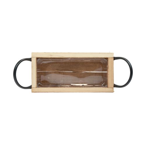 Floristik24 Wooden tray with handles decorative tray natural black 25×12.5×5cm