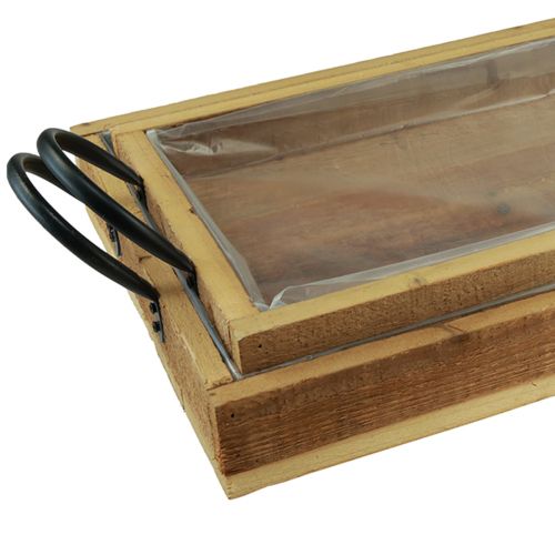 Product Wooden tray rustic tray with handles wood 40/35cm set of 2