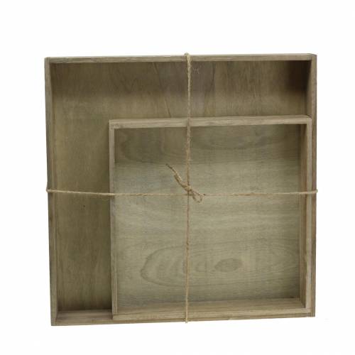 Floristik24 Wooden tray nature set of 2 square 40x40/30x30cm