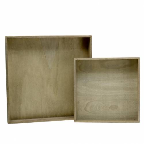 Floristik24 Wooden tray nature set of 2 square 40x40/30x30cm