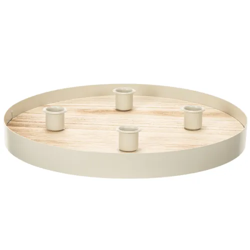 Round Wooden Candle Tray for Four Taper Candles, 30cm buy online | Floristik24.co.uk
