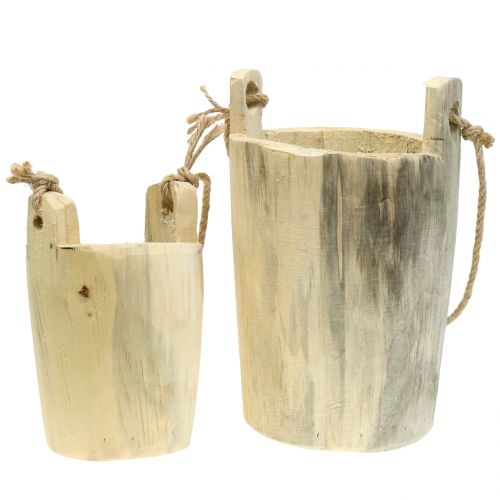 Floristik24 Wooden pot for hanging nature 2pcs