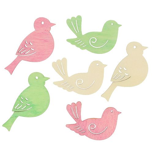 Wooden birds 4cm - 4,5cm pastel assorted 72pcs