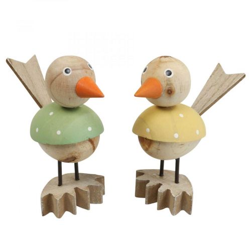 Floristik24 Wooden bird deco figure window decoration spring yellow/green H15cm 2pcs