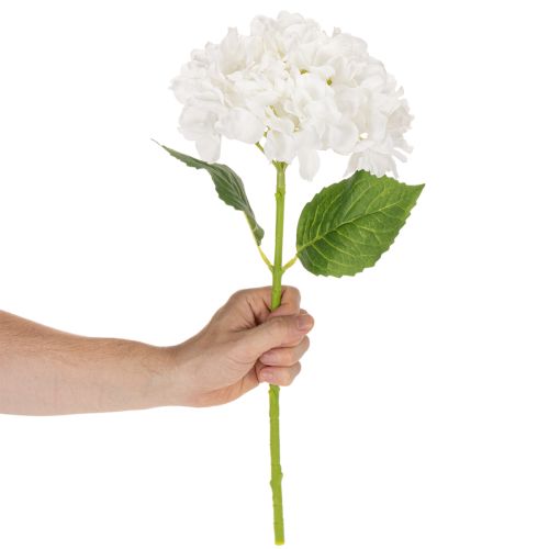 Artificial Hydrangea with Long Stem for Decoration, White, 48cm | Floristik24.co.uk