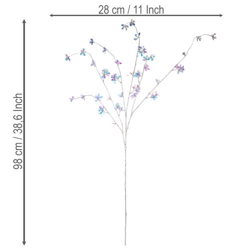 Kunststoff Decorative Branch with Iridescent Flowers 98cm for Indoor Use | Floristik24.co.uk