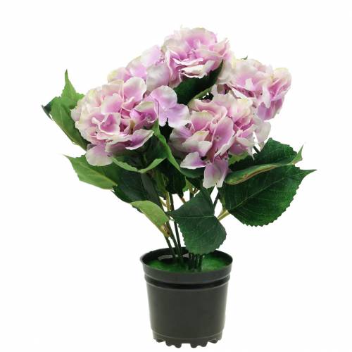 Floristik24 Silk flowers hydrangea in a pot lilac 35cm