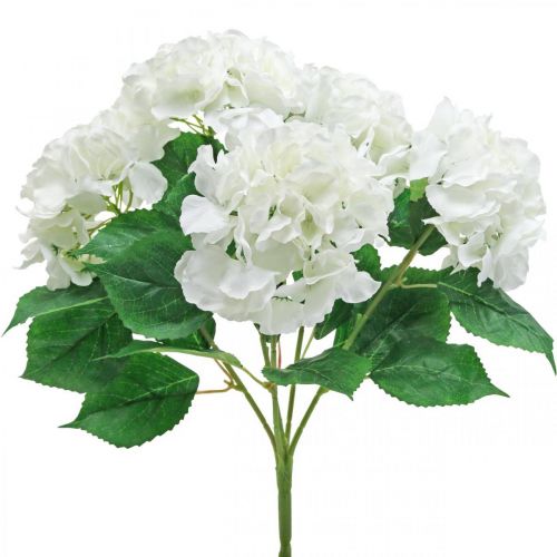 Product Deco bouquet hydrangea white artificial flowers 5 flowers 48cm