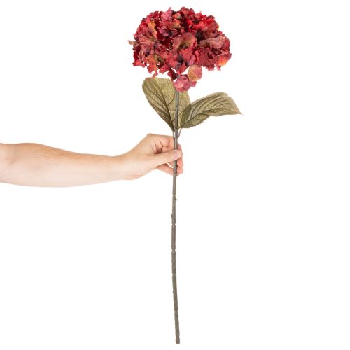 Artificial Red Hydrangea Stem with Large Bloom – 74cm | Floristik24.co.uk