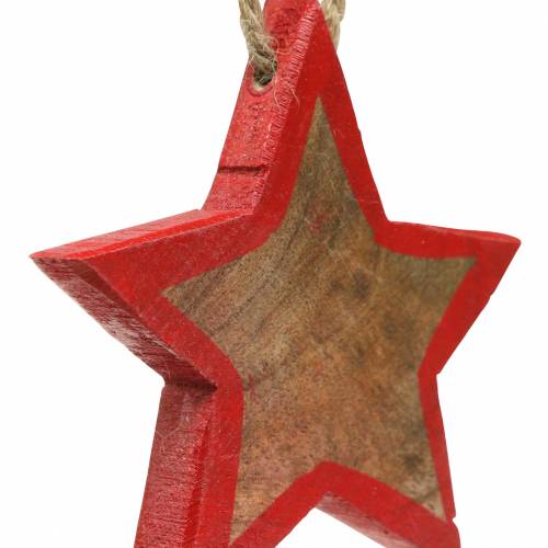 Product Christmas decoration wooden star nature / red 8cm 15pcs