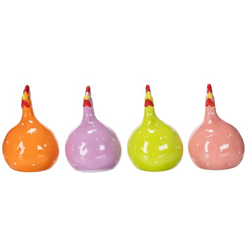 Product Ceramic chicken figurine for colorful Easter decorations in the living room and on tables, 10.5cm, 4 pieces
