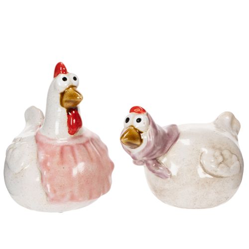 Ceramic chicken figurines for the living room, cute Easter table decoration for the home, 11cm, 2 pieces