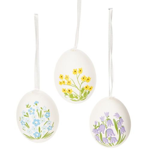 Easter eggs with delicate floral motifs for festive Easter decoration in the living room, 6cm, 6 pieces