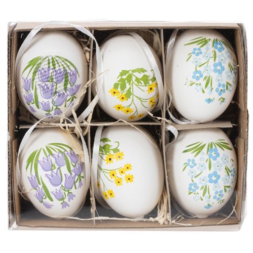 Product Easter eggs with delicate floral motifs for festive Easter decoration in the living room, 6cm, 6 pieces