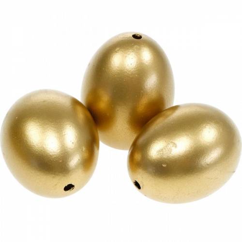 Floristik24 Chicken Eggs Golden Blown Out Eggs Easter Decoration 10 Pcs