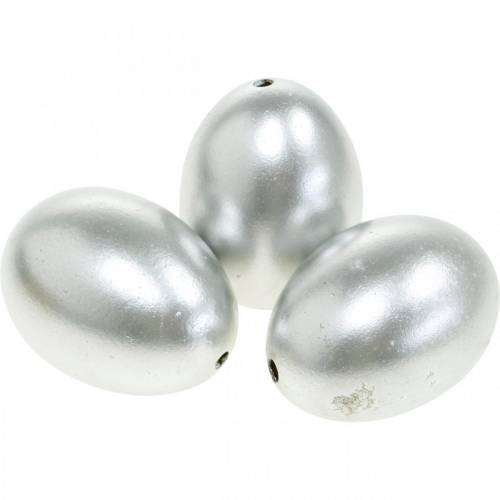 Floristik24 Chicken Eggs Silver Easter Decoration Blown Eggs 10pcs