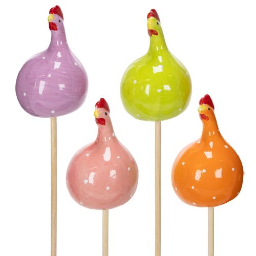 Decorative chicken stakes for spring flower arrangements and table decorations, 7.5cm, 4 pieces