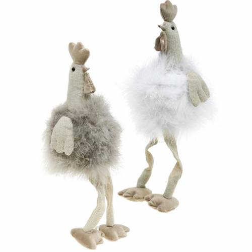 Floristik24 Easter decoration pair of chickens, edge seaters, spring, decorative chickens with feathers 2pcs