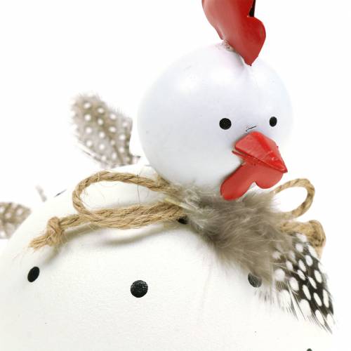 Floristik24 Deco figure chicken white with dots and feathers H13cm 2pcs