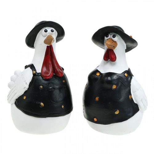Floristik24 Pair of chickens, Easter decoration, spring, decorative chickens with hat H11cm set of 2