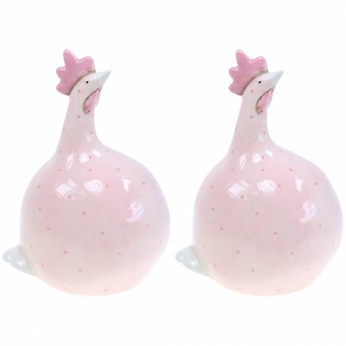 Floristik24 Easter decoration chicken pink with dots H17cm 2pcs