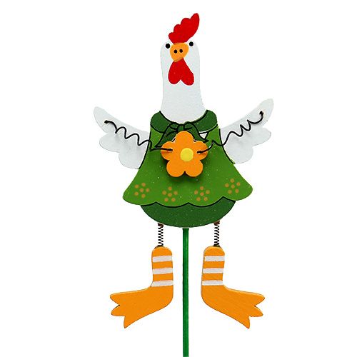 Floristik24 Chicken with flower sort. on rod 15pcs