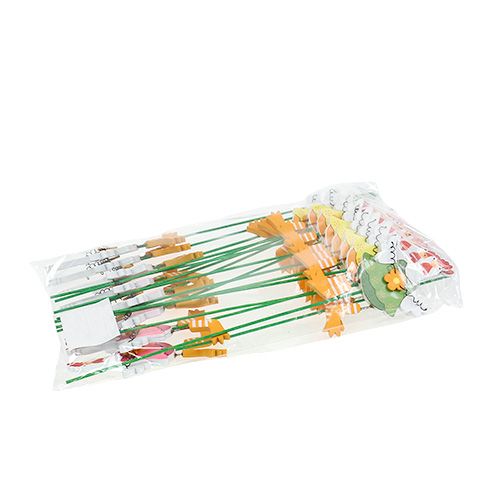 Floristik24 Chicken with flower sort. on rod 15pcs