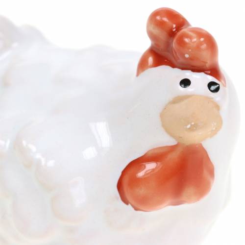 Floristik24 Decorative chicken white, ceramic figure, Easter decoration 2pcs