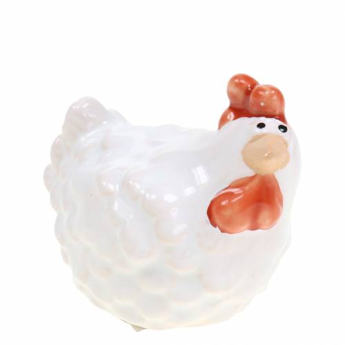 Floristik24 Decorative chicken white, ceramic figure, Easter decoration 2pcs