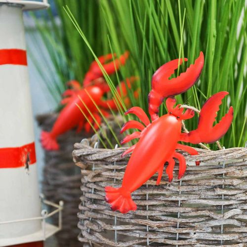 Floristik24 Lobster deco-hanger metal red 11.5x21.5cm 3pcs