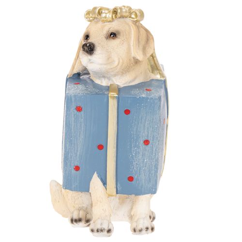 Dekofigur Sitting Puppy in Gift Box Resin 20cm | Floristik24.co.uk
