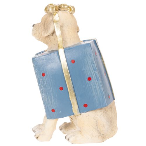 Dekofigur Sitting Puppy in Gift Box Resin 20cm | Floristik24.co.uk