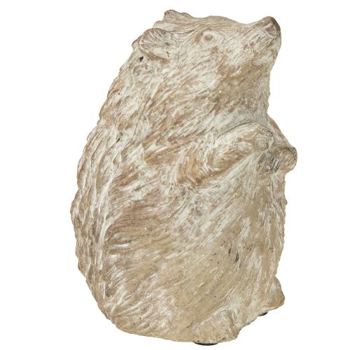 Hedgehog autumn decoration figure cast stone white washed H14.5cm