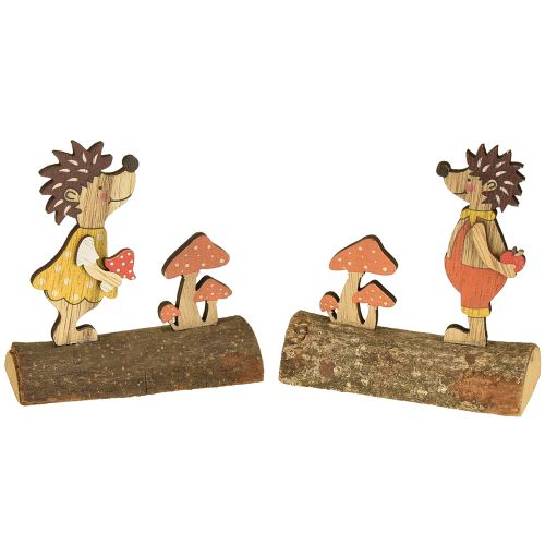 Floristik24 Hedgehog with mushrooms autumn figure wooden hedgehog yellow/orange H11cm set of 6