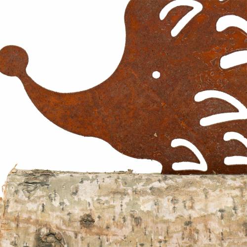 Floristik24 Hedgehog patina on the wooden base 26cm x 18cm