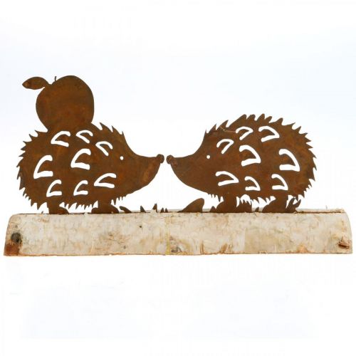Floristik24 Rust hedgehog deco birch bark metal autumn decoration 20×4cm H10.5cm