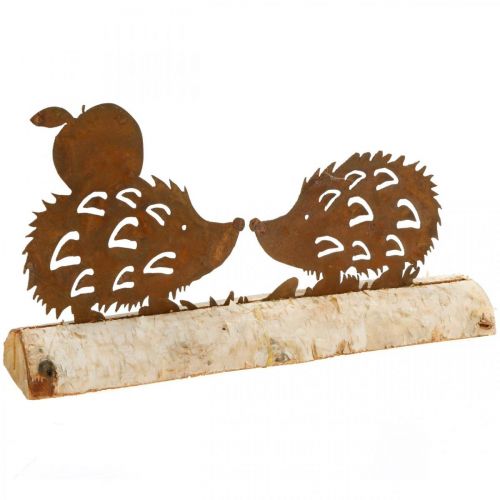 Rust hedgehog deco birch bark metal autumn decoration 20×4cm H10.5cm